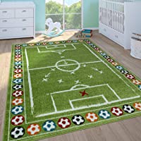 Alfombra De Juego Habitación Infantil Niño Pelo Corto Campo Fútbol En Verde- tamaño:80x150 cm
